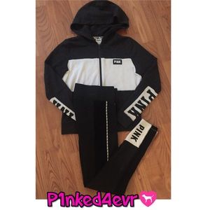 VS PINK Colorblock Full Zip Hoodie/Leggings XS/S